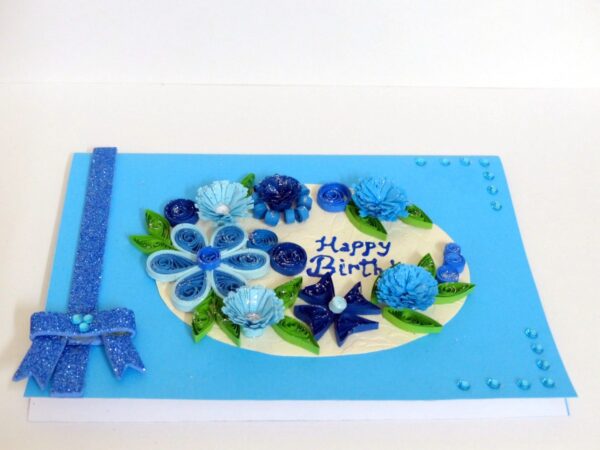Blue Themed Semicircle Greeting Card image Blue Themed Semicircle Greeting Card image