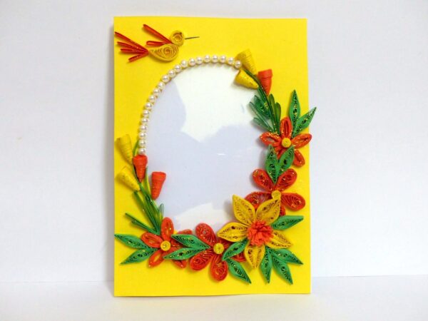 Yellow Themed Photo Frame Greeting Card image