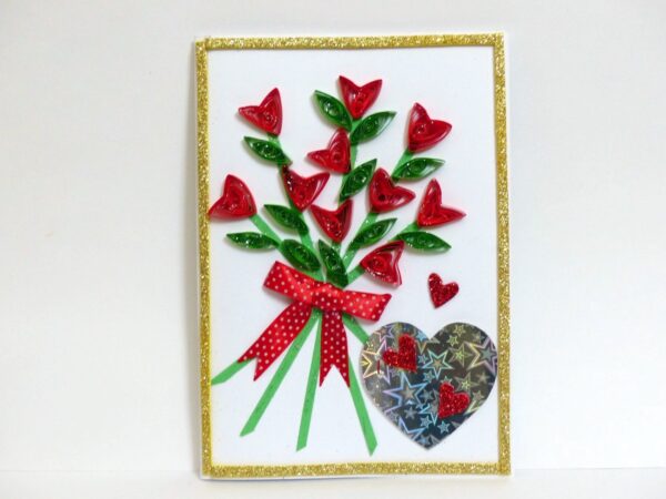 Glittering Love Hearts Bouquet Greeting card image