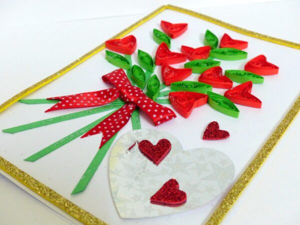 Glittering Love Hearts Bouquet Greeting card image