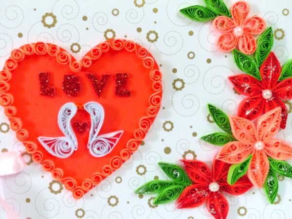 Love Swans With All Red Theme Valentine's Day Greeting Card image