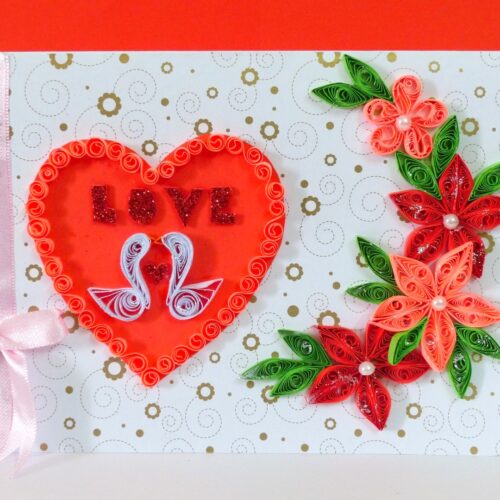 Love Swans With All Red Theme Valentine's Day Greeting Card image