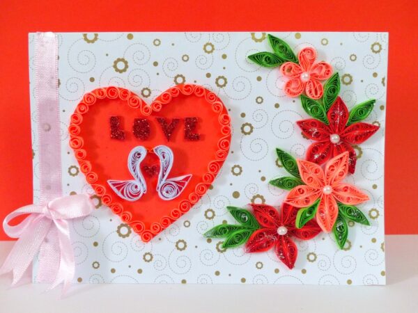 Love Swans With All Red Theme Valentine's Day Greeting Card image