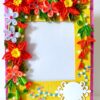 Bright Yellow Base With Red Orange Flowers Greeting Card image