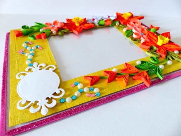 Bright Yellow Base With Red Orange Flowers Greeting Card image