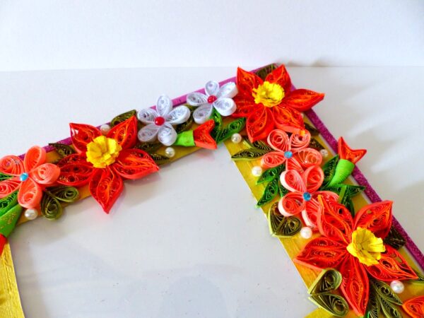Bright Yellow Base With Red Orange Flowers Greeting Card image