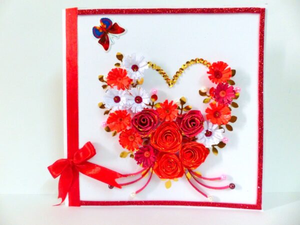 Red Multiple Flowers With Golden Leaves Greeting Card image Red Multiple Flowers With Golden Leaves Greeting Card image