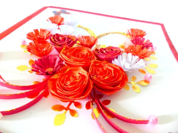 Red Multiple Flowers With Golden Leaves Greeting Card image Red Multiple Flowers With Golden Leaves Greeting Card image