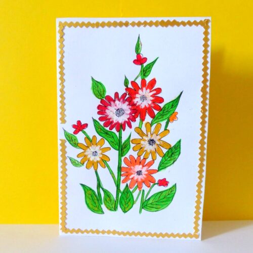 Flower Painting Handmade Greeting Card image