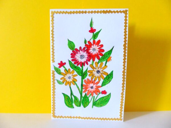 Flower Painting Handmade Greeting Card image