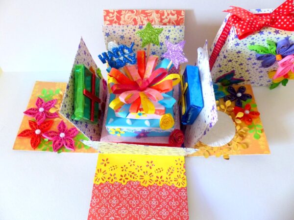 Quilled Birthday Explosion Box Greeting Card image Quilled Birthday Explosion Box Greeting Card image