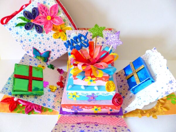 Quilled Birthday Explosion Box Greeting Card image Quilled Birthday Explosion Box Greeting Card image