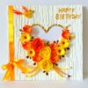 Yellow Flowers And Roses In Heart Greeting card image