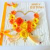 Yellow Flowers And Roses In Heart Greeting card image