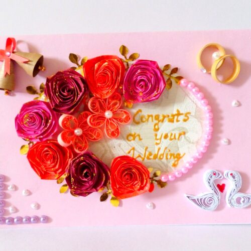 Sparkling Quilled Wedding Greeting Card image