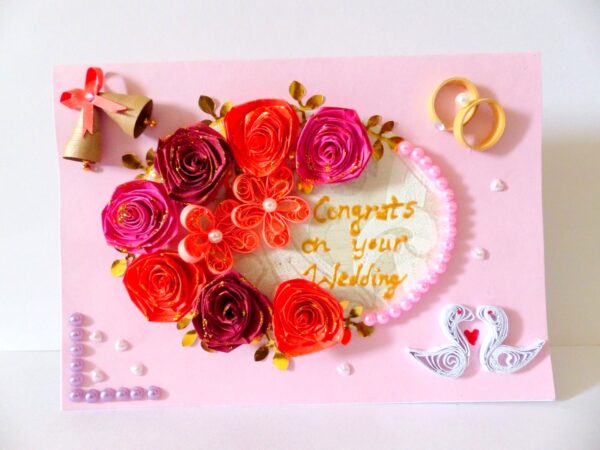 Sparkling Quilled Wedding Greeting Card image Sparkling Quilled Wedding Greeting Card image