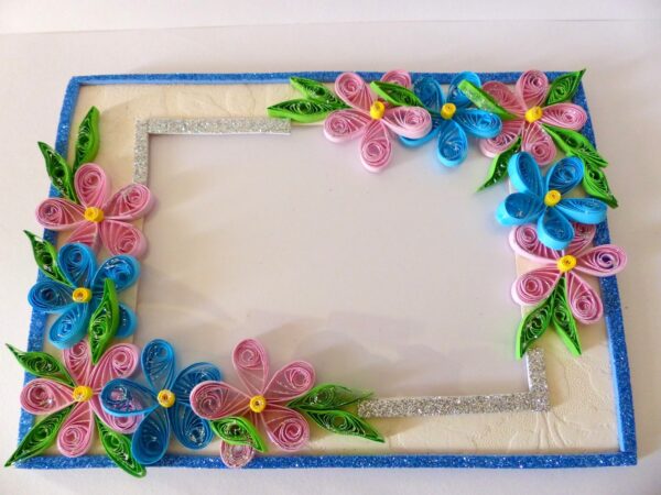 Glittering Sweet Pink and Blue Photo Frame Greeting Card image