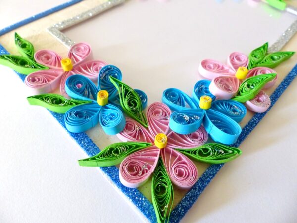 Glittering Sweet Pink and Blue Photo Frame Greeting Card image