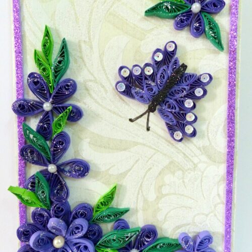 Purple Themed Corner With Butterfly Greeting Card image