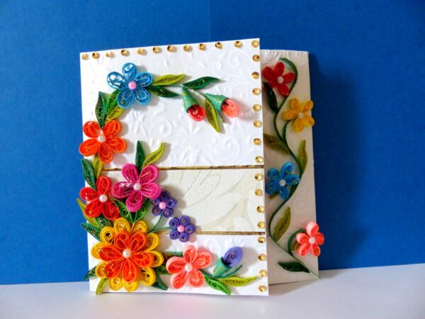 Multicolor Flowers Mini Scrapbook Greeting Card image Multicolor Flowers Mini Scrapbook Greeting Card image