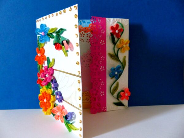 Multicolor Flowers Mini Scrapbook Greeting Card image Multicolor Flowers Mini Scrapbook Greeting Card image