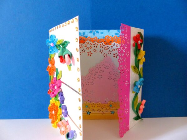 Multicolor Flowers Mini Scrapbook Greeting Card image Multicolor Flowers Mini Scrapbook Greeting Card image