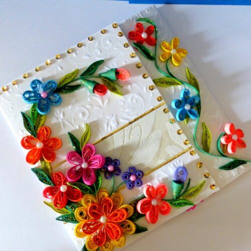 Multicolor Flowers Mini Scrapbook Greeting Card image Multicolor Flowers Mini Scrapbook Greeting Card image