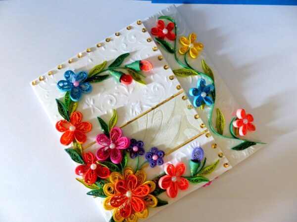 Multicolor Flowers Mini Scrapbook Greeting Card image Multicolor Flowers Mini Scrapbook Greeting Card image