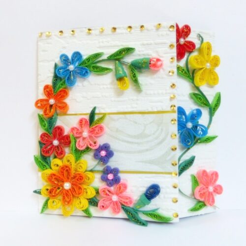 Multicolor Flowers Mini Scrapbook Greeting Card image Multicolor Flowers Mini Scrapbook Greeting Card image