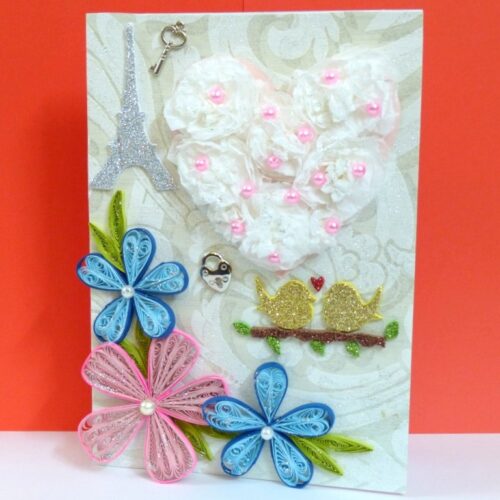 Majestic White Fluffy Heart Romantic Greeting Card image