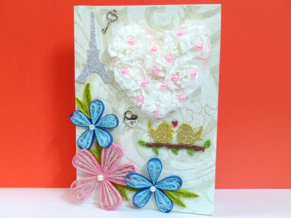 Majestic White Fluffy Heart Romantic Greeting Card image