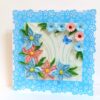 Sparkling Blue Lace and Themed Flowers Greeting Card image