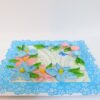 Sparkling Blue Lace and Themed Flowers Greeting Card image