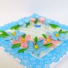 Sparkling Blue Lace and Themed Flowers Greeting Card image
