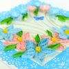 Sparkling Blue Lace and Themed Flowers Greeting Card image