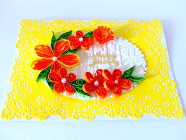 Quilled Yellow Themed Birthday Greeting Card image