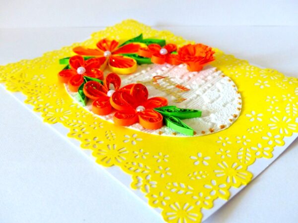 Quilled Yellow Themed Birthday Greeting Card image