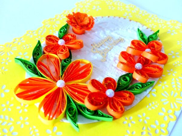 Quilled Yellow Themed Birthday Greeting Card image