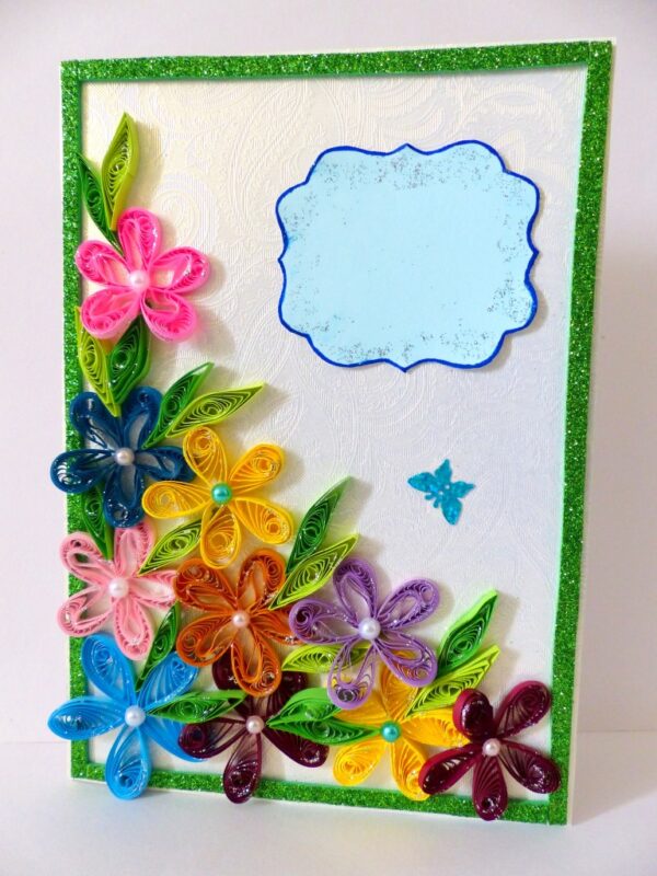 Multicolor Flowers Corner Handmade Greeting Card image Multicolor Flowers Corner Handmade Greeting Card image