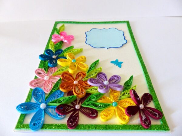Multicolor Flowers Corner Handmade Greeting Card image Multicolor Flowers Corner Handmade Greeting Card image
