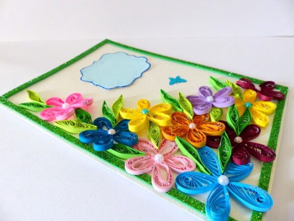 Multicolor Flowers Corner Handmade Greeting Card image Multicolor Flowers Corner Handmade Greeting Card image