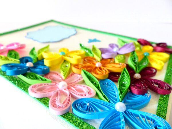 Multicolor Flowers Corner Handmade Greeting Card image Multicolor Flowers Corner Handmade Greeting Card image