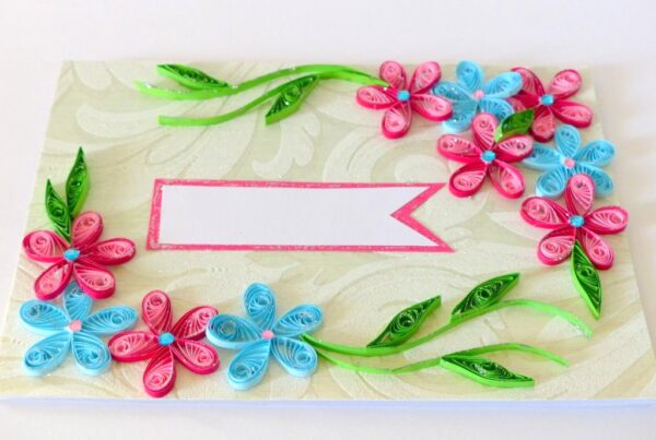Pink & Blue Flower Greeting Card- Shaded Flowers "Limited Edition" image