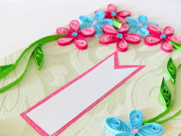 Pink & Blue Flower Greeting Card- Shaded Flowers "Limited Edition" image