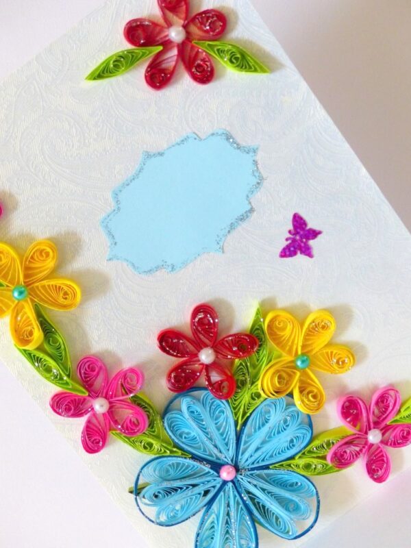 Multicolor Flower Corner Quilled greeting card image Multicolor Flower Corner Quilled greeting card image