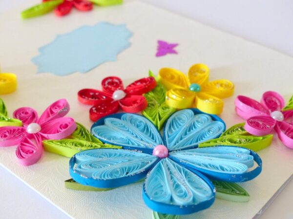 Multicolor Flower Corner Quilled greeting card image Multicolor Flower Corner Quilled greeting card image