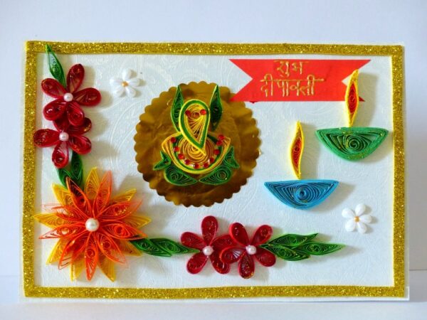 Shubh Deepavali Quilled Greeting Card image Shubh Deepavali Quilled Greeting Card image