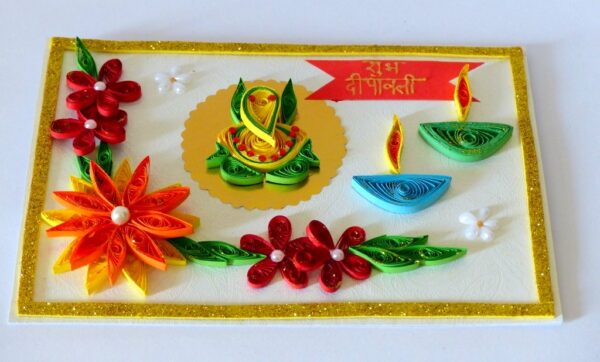 Shubh Deepavali Quilled Greeting Card image Shubh Deepavali Quilled Greeting Card image