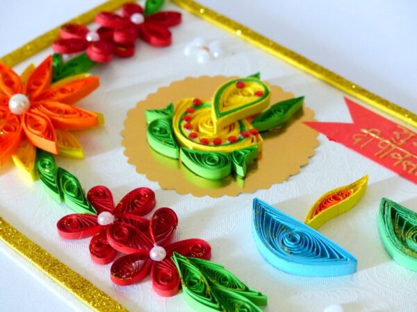 Shubh Deepavali Quilled Greeting Card image Shubh Deepavali Quilled Greeting Card image