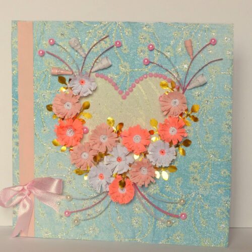 All Pink Flowers in Heart Greeting Card image